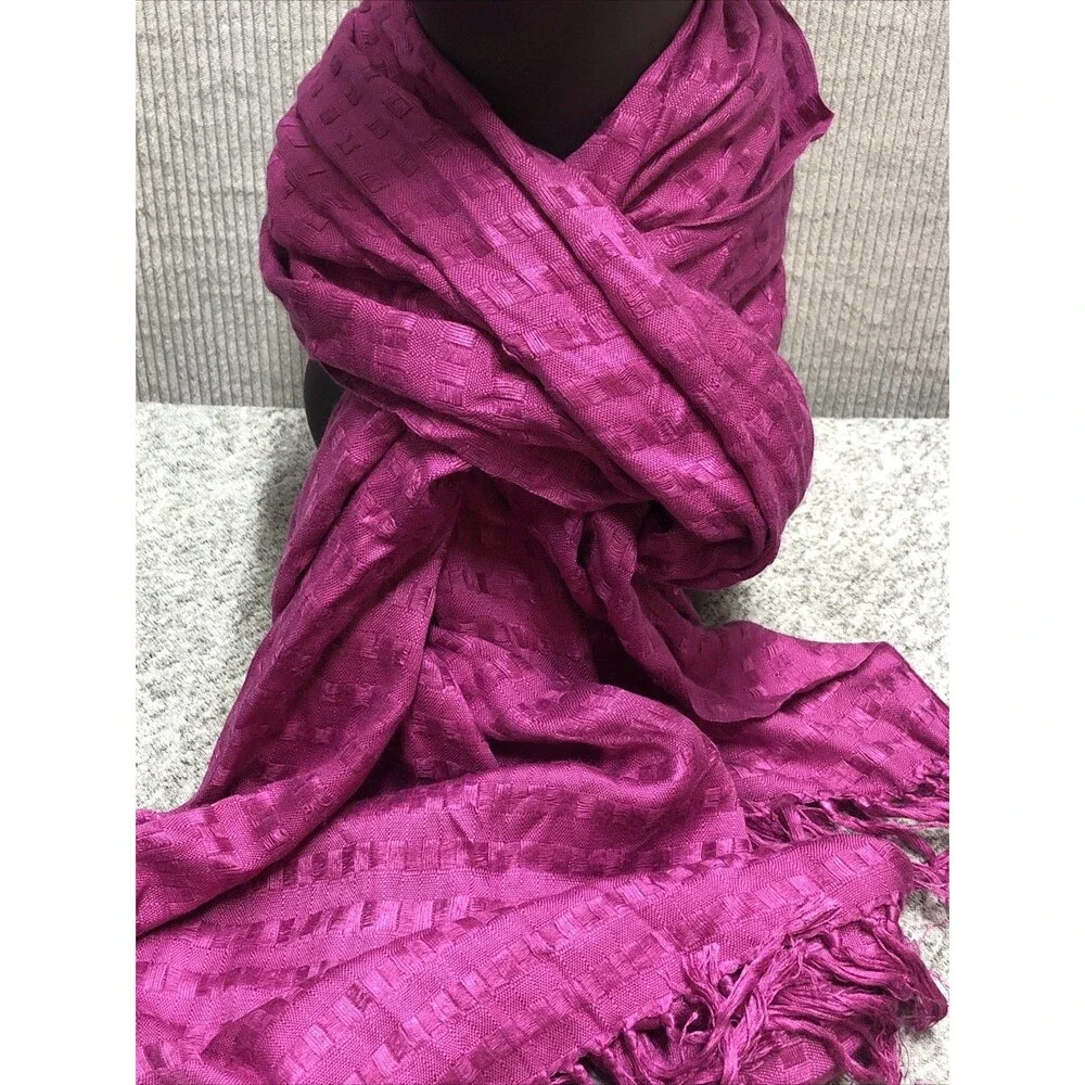 Avenue Purple Rayon Scarf Women Fringe Boho Wrap Shawl Long NWD